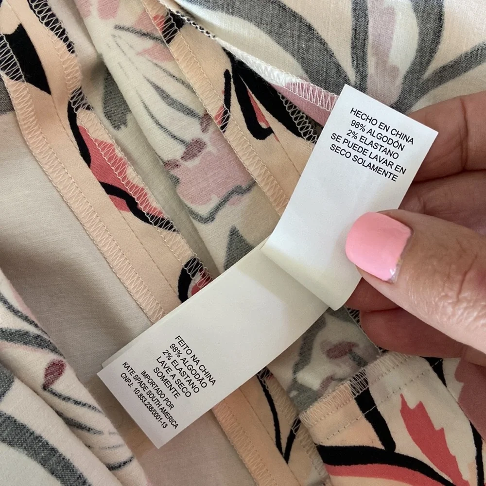 kate spade Cream Floral Wrap Dress with Pink and Black Accents